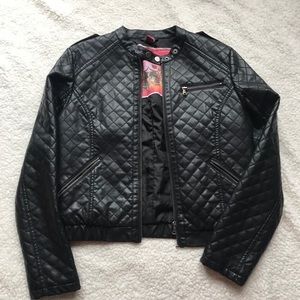 Bernardo Faux Leather Motto Jacket